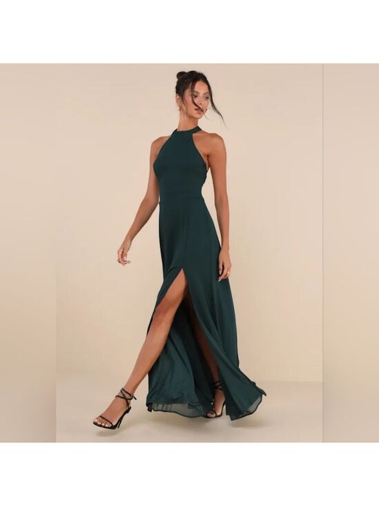 Lulus Dresses & Skirts - Lulus - Confidently Charismatic Emerald Backless Halter Maxi Dress